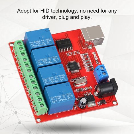 Erweiterungsplatine für 4-Kanal 24V USB Smart-Relais-Steuermodul für Computer (1/5)