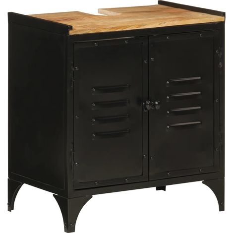 Mobile lavabo di design salvaziobagno bagno 55 x 35 x 60 cm in ferro marrone 020047345