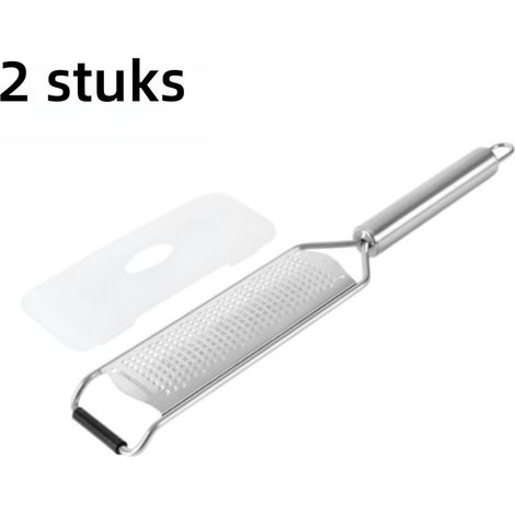 ZHIJIA PREMIUM Lot de 2 râpes fines multifonctions en acier inoxydable 304, pour fromage, légumes et noix, compatibles lave-vaisselle, 30 x 5,5 cm, argentées (1/5)