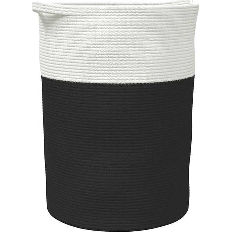 Panier de rangement noir et blanc Ø49x65 cm coton