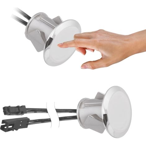 Interrupteur/Variateur Tactile pour LED Capteur de Contact avec Fonction Variateur pour Plans de Travail, Bureaux ou Armoires Couleur Chrome (1/2)