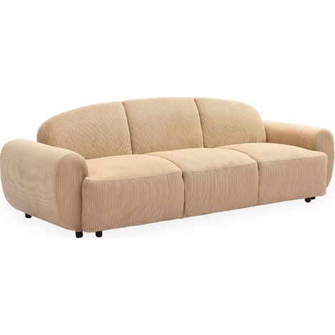 Canapé Convertible 3 Places en Velours "Buddy" 234cm Beige (1/5)