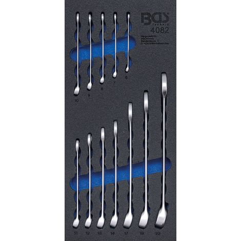 BGS Werkstattwageneinlage  1/3: Maul-Ringschlüssel-Satz  SW 6 - 22  mm 12tlg. - 4082