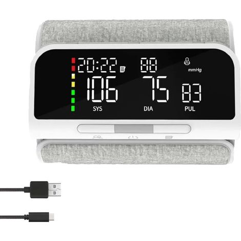 33A Tensiomètre de bras électronique. Tensiomètre bras professionnel, intelligent, brassard tout-en-un. Surveillance de tension artérielle et fréquence cardiaque.