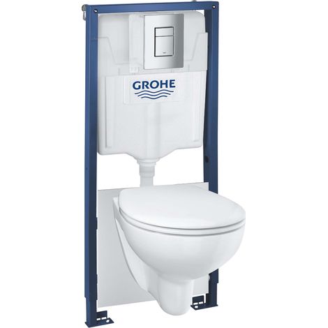 Grohe Solido - Vorwandinstallationsset, Klosett Bau Ceramic und WC Sitz softclose, Betätigungsplatte Skate Cosmopolitan, verchromt 39586000 (1/5)