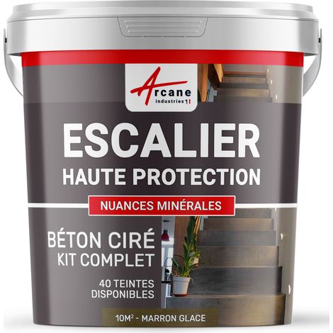 Béton ciré escalier, kit complet - 10 m² (en 2 couches) Marron Glacé - ARCANE INDUSTRIES