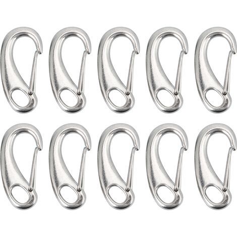Pack of 10 heavy-duty 30mm stainless steel spring-loaded snap hooks for flagpoles (1/5)