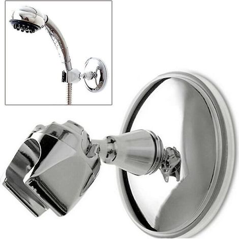 Support de douche à ventouse, fixation murale, ventouse pour douchette à main réglable, chromé, avec support de douche pivotant à 360° pour douchette à main (1/4)