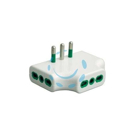 ADATTATORE TRIPLO PIATTO 2 POLI + TERRA 16A - bianco 82220
