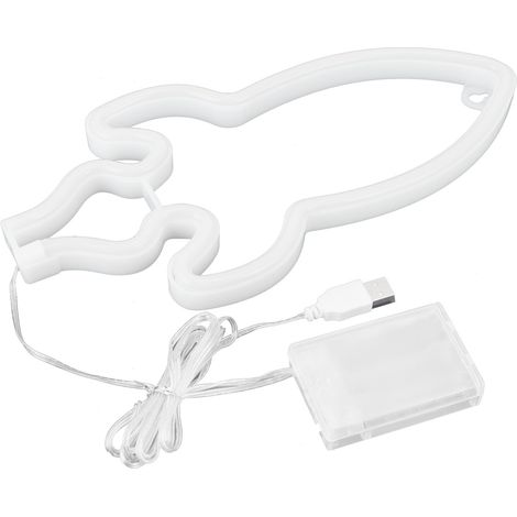 Lampe Néon Fusée LED Innovante, Décoration Lumineuse Enfant Chambre Noël Mariage Fête, Signe Rouge (1/5)