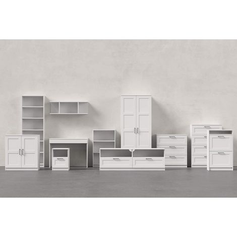 Abitare – Meuble vitrine 87 cm blanc mat – Structure panneaux composites – Dimensions L 80 x P 44,5 x H 87 cm – Design moderne et rangement pratique