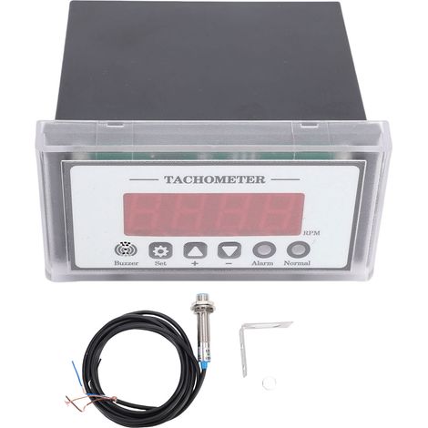 Tachymètre numérique à LED 9 réglages RPM Compteur de vitesse avec capteur de commutateur de proximité Hall NPN pour machine d'inspection de qualité de bande transporteuse de tour (1/5)