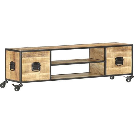 Meuble TV - Armoire Télévision Moderne  Banc TV de Salon 130x30x39 cm Bois massif de manguier -FR11372 (1/5)