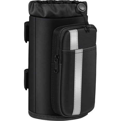 Porte Bidon de Vélo, Porte Gourde, Porte-Bouteille Universel avec Poches pour téléphone pour Poussette, Chariot de Golf, déambulateur et Scooter, Porte-gobelet pour extérieur, vélo, (Noir) (1/5)