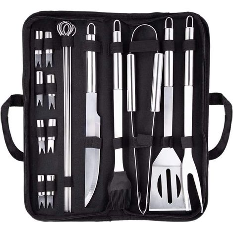 MINKUROW Set Di Posate Per Griglia, Set Di Strumenti Per Griglia Da 18 Pezzi, Set Di Posate Per Griglia Per Barbecue, Set Per Griglia, Girarrosto Per Griglia, Spazzola Per Griglia, Spiedini Per Grigli (1/5)