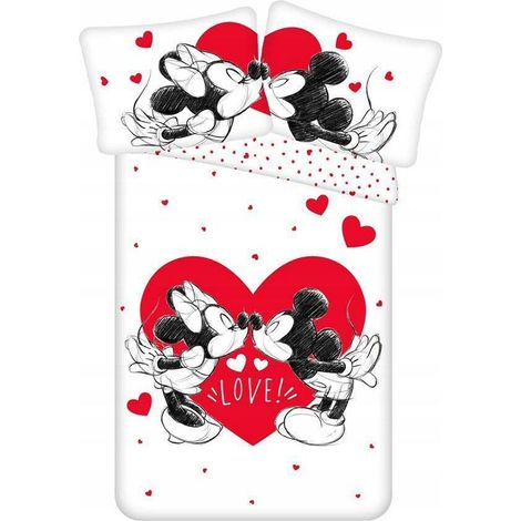 Dymo Minnie und Mickey Love Bettwäsche Set Beige Baumwolle