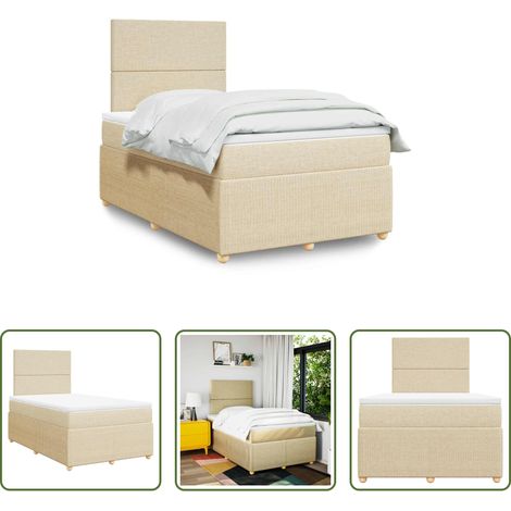 vidaXL Taschenfederkern - Boxspringbett mit Matratze Creme 120x200 cm Stoff (1/5)