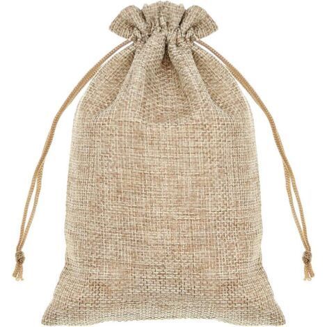 Lot de 10 mini sacs cadeaux en toile de jute, légers, avec poches à cordon respirant et sacs de rangement en jute pour mari (1/4)