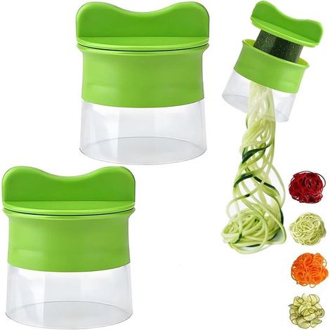 2 teiliger Spiralschneider Praktischer Gemüseschneider Leicht zu reinigen Einfache Handhabung für Gemüse, Nudeln, Zucchini, Karotten, Gurken, Kar (1/5)