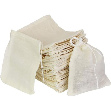 lot De 50 Petits Sacs Rutilisables En Maille Pour Cuisineblanc 8 X 10 Cm, Trempage De Liqueur Mdicinale, Filtre Th, Caf, Rangement D'pices, Cadea (1/5)