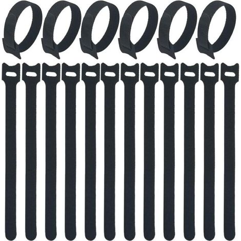 Kabelbinder, 100 Stück Kabelbinder Kabelaufbewahrungsband Selbsthaftende Kabelbinder Wiederverwendbare verstellbare Kabelbinder Größe 12 mm x 20 mm Kabelbänder