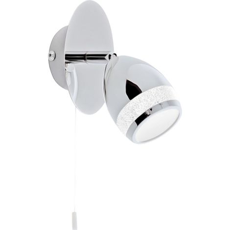 LED Spot Wandspot Badleuchte drehbar Zugschalter IP44 4W Metall Chrom Briloner (1/5)