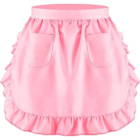 Grembiule a doppia vita, grembiule da cucina con volant, grembiule da cameriera resistente - rosa (1/2)