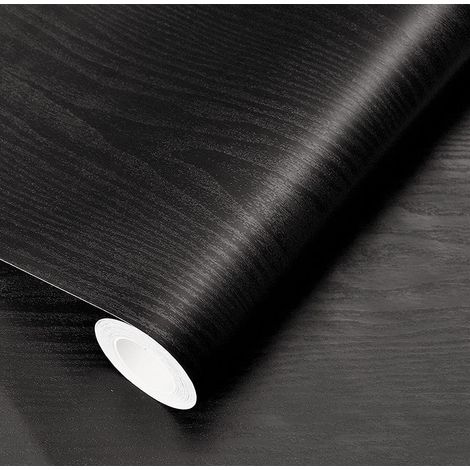 Papier Adhesif pour Meuble Bois Noir Autocollant Papier Peint Film Vinyle Amovible et Imperméable pour la Décoration des Meubles, de la Cuisine et de la Chambre à Coucher 40cm x 300cm (1/5)
