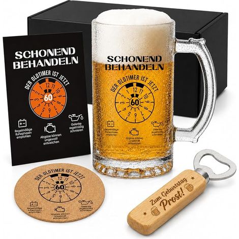 verre à bière chope à bière dessous de verre en liège décapsuleur en bois carte d'anniversaire (1/5)