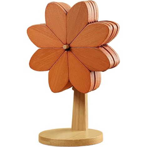 Dessous de plat en bois, naturel, isolant thermique, avec support (1/5)