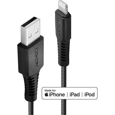 LINDY Câble USB USB 2.0 Connecteur Lightning , USB-A mâle 3.00 m noir 31293 (1/4)