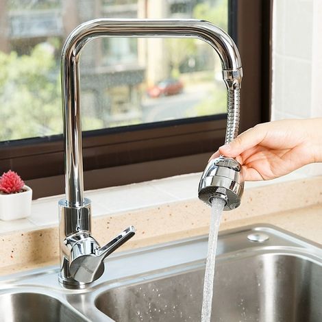 RHG Buse de filtre économe en eau, pommeau de douche de robinet de cuisine rotatif à 360° avec 2 modes de jet réglables et pulvérisation filtrée. (1/5)