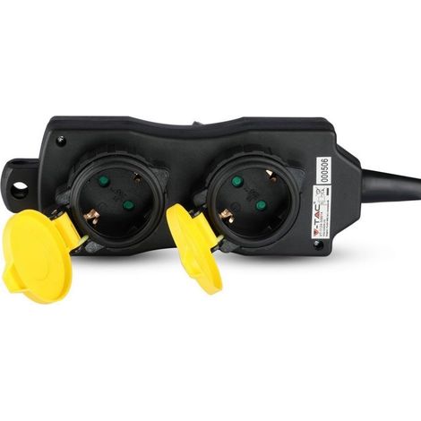 V-TAC VT-1124-3 Multipresa ciabatta da giardino 4 posti EU standard 16A cavo 3mt IP44  - sku 8814