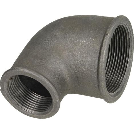 Raccord en fonte malléable noir coude 90° réduit 2'' x 1 1/4'' FF/FF