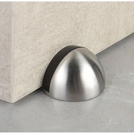 Butoir de porte en acier inoxydable sans perçage avec amortisseur en caoutchouc – Support anti-collision pour portes en verre (Salle de bain et usage domestique)