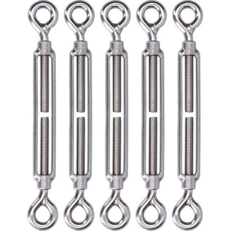 Raccord Oeil-Oeil pour Câble Acier 5 Pièces, Tendeur en Acier Inoxydable 304 pour Voile d'Ombre, Matériel de Fixation M6 (1/5)