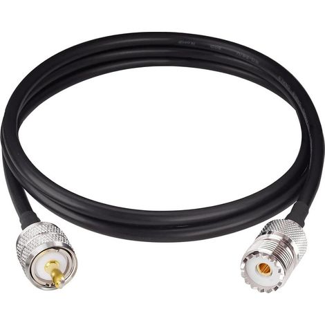 Cable Coaxial UHF PL259 male vers SO239 femelle à faible perte, fil RG58 de 10 pieds/3m (1/5)