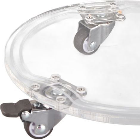 Plateau rond transparent en acrylique avec roulettes, support mobile pour pots de plantes, climatiseur, radiateur, purificateur d'air, base Ø22cm/19.5cm, hauteur 4.5cm, 3 roues, charge 25kg (1/5)