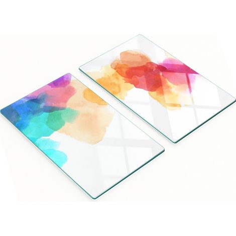Tablas decorativas de vidrio para cortar y servir, con puntos de colores, 2 x 30 x 52 cm