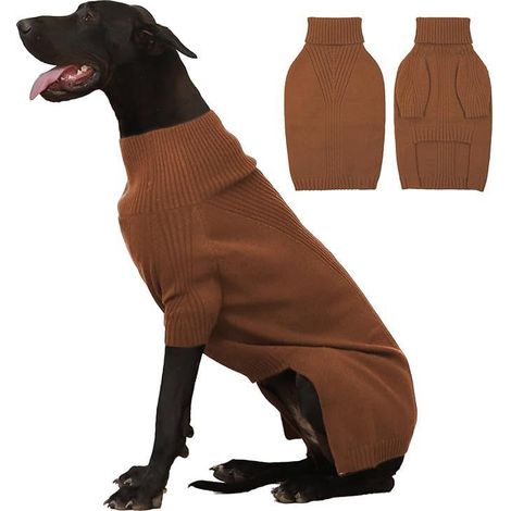 Pull-over Pour Chien - Tricot Côtelé À Col Roulé - Matière Coton Épaisse - Pour Bulldog Français Et Terrier De Boston - Taille M (1/4)
