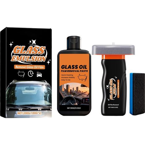 Kit de brosses de nettoyage pour film d'huile de voiture, pour enlever les films d'huile, convient pour les pare-brise et les fenêtres de voiture, élimine le film d'huile et les taches, nettoyant (1/5)