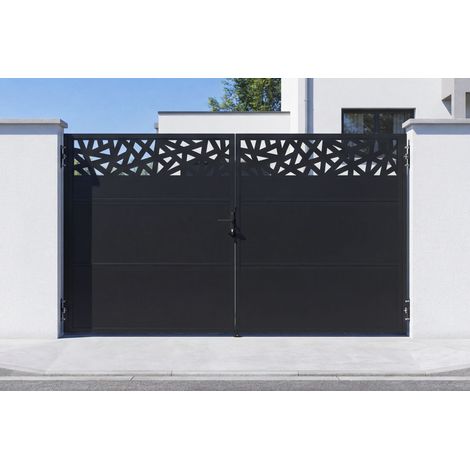 Portail battant NALI RUIVO 3m H.180cm Acier Noir mat
