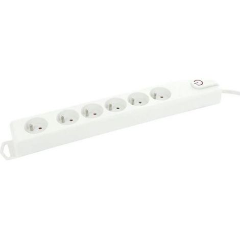 Multipresa Bianca 6 Prese + Cavo e Interruttore