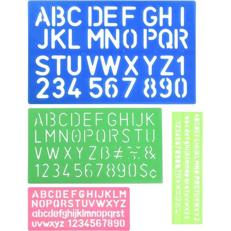 Juego de 4 plantillas estándar de letras y números en plástico PP duradero, 4 tamaños y colores vibrantes, ideales para proyectos de bricolaje, aprendizaje infantil y scrapbooking. (1/5)