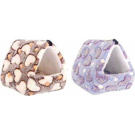 Small Hanging Animal House, 2pcs Comfortable Hamster Small Cotton Nest Winter Hanging Bed Warm Sleeping Mat for Guinea Pigs Hedgehogs Gerbils Chinchillas Squirrels 1412cm