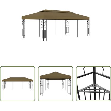 vidaXL Tente de réception - Chapiteau 6x3 m Taupe 180 g/m² (1/5)