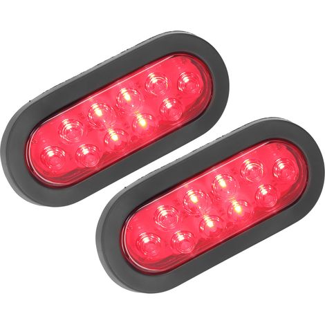 Feux arrière LED 2 pièces Ovales Rouges 12V Étanche Feu Stop Clignotant pour Camion Bateau Remorque Caravane (1/5)
