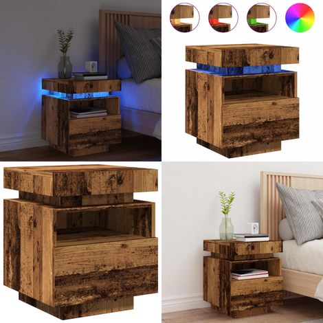 vidaXL Nachttisch mit LED-Leuchten Altholz-Optik 40x39x48,5 cm (1/5)