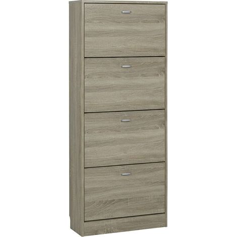 Scarpiera Slim Ante Mobile Porta Scarpe Ingresso Salvaspazio 63x24x150 Cm Rovere
