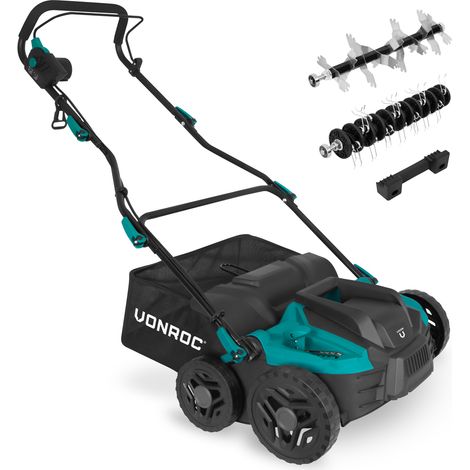 Vertikutierer Elektro - Rasenbelüfter 1500W - Einstellbare Schnitttiefe, Klappbar, 36CM inklusive 45 Liter Fangkorb